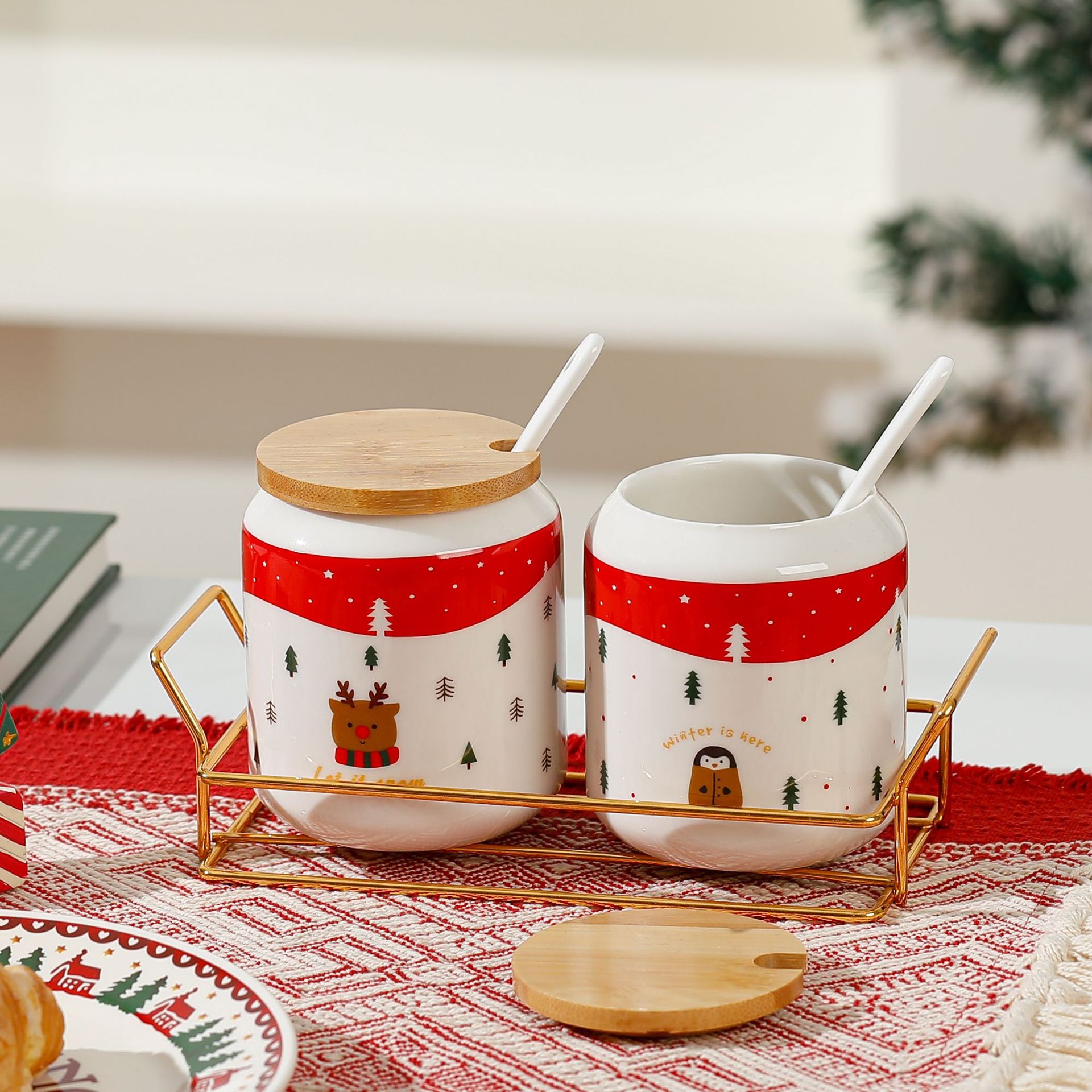 Navidad creativa condimento personalidad de cerámica cocina botella de esencia de sal de pollo regalo de mano comercio exterior condimento de alto valor