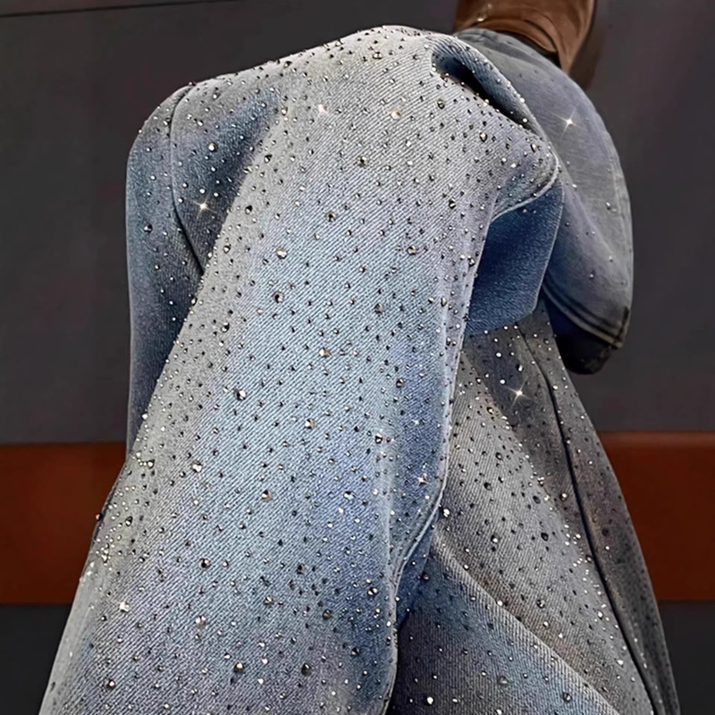 Rhinestone Wide-Leg Jeans for Women, Spring 2026 New Design, Trendy High-Waisted Loose Narrow-Cut Drape Straight Pants Rhinestone Wide-Leg Jeans for Women, Spring 2026 New Design, Trendy High-Waisted Loose Narrow-Cut Drape Straight Pants
