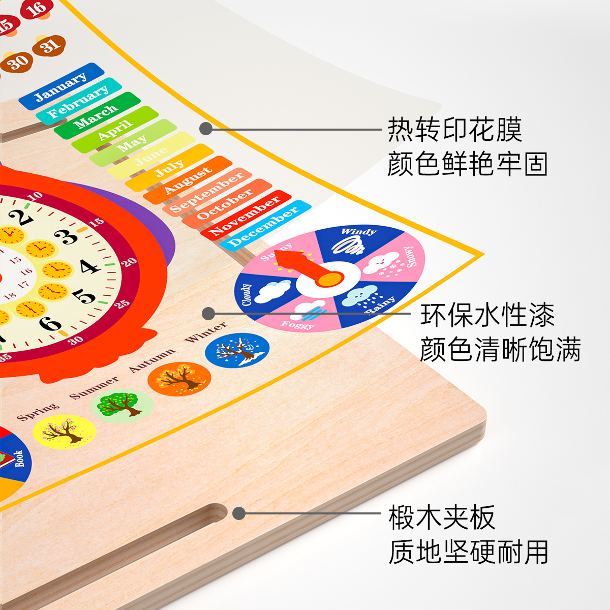 Ayudas de enseñanza Montessori Calendario para niños tiempo cognitivo Junta fecha reloj de tiempo y tiempo Puzzle 3 a 6 años de edad Juguetes