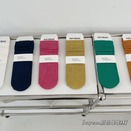 nayean autumn and winter cotton pile socks parent-child solid color high elastic elastic candy color basic mid-calf women's socks