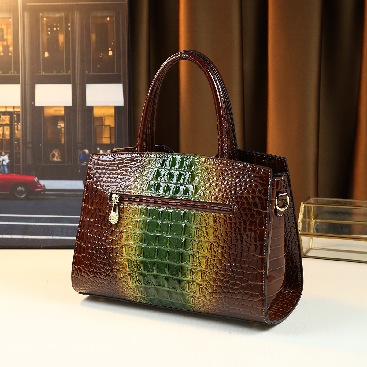 Crocodile Pattern Tote Bag, Large Capacity Crossbody Handle Bag_voghion.com