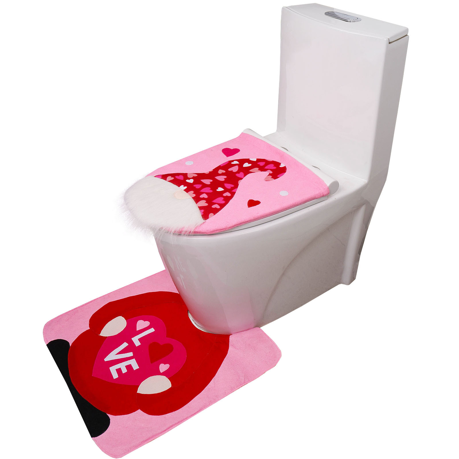 Cross-border nuevo Día de San Valentín cubierta de inodoro sin rostro muñeca de dos piezas conjunto de San Valentín decoraciones baño traje de baño