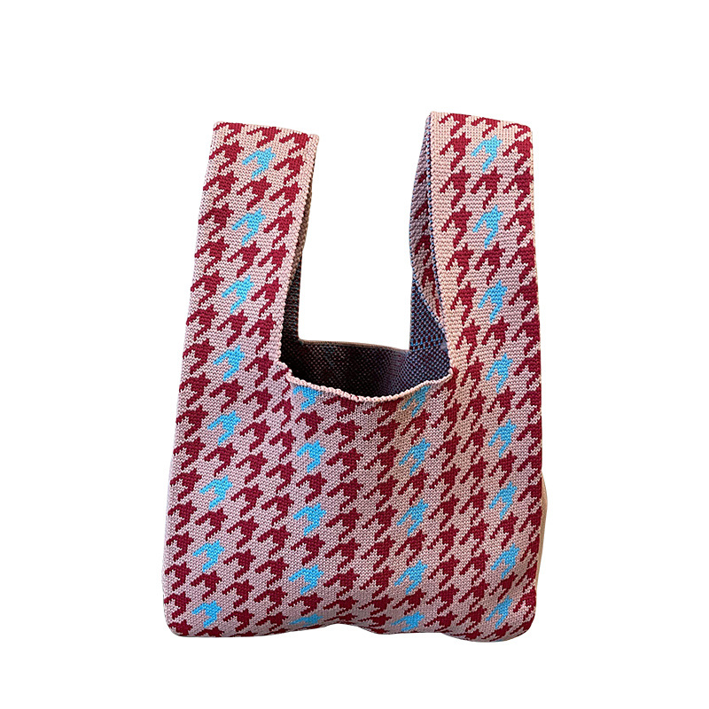 Houndstooth bolso de punto nicho de las mujeres diseño de estilo coreano moda todo-fósforo de la calle bolso de hombro bolso de las axilas bolso de las mujeres