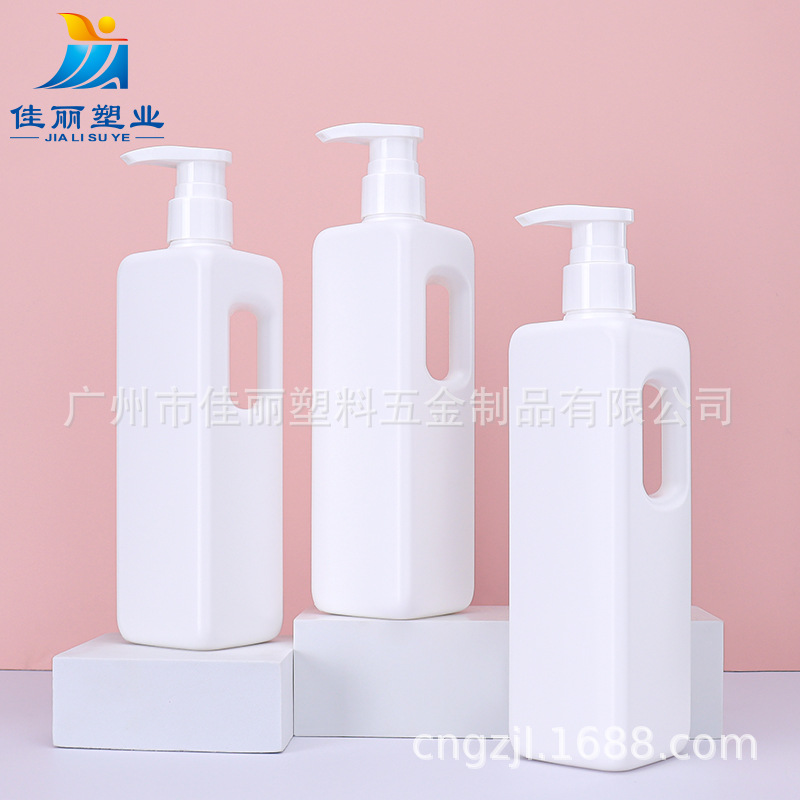 500 ml kvadrat plastik şampun və gel qabı, nasoslu çəllək