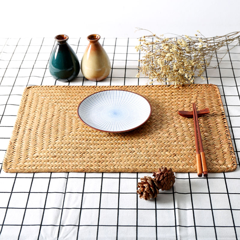 A5LKENS almohadilla de mesa de tejido a mano almohadilla de aislamiento térmico almohadilla de taza a prueba de quemaduras simple almohadilla de mesa de mesa de tejido de paja image 3