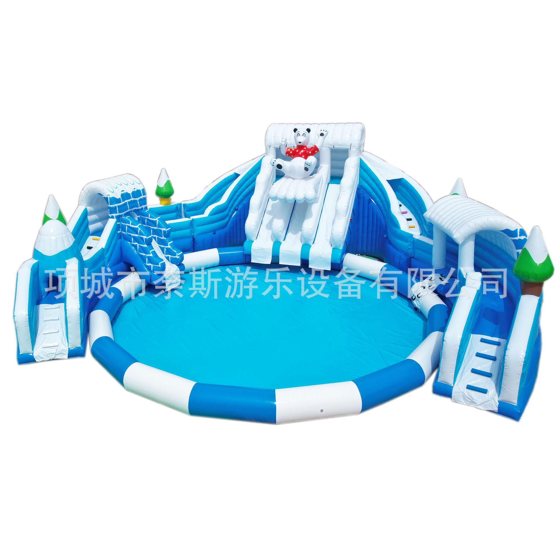 Fabricante de equipos de parque acuático móvil tobogán de agua inflable gran castillo acuático piscina inflable para niños piscina