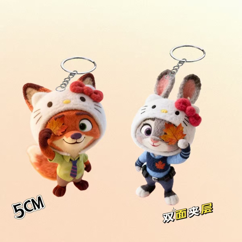 Crazy Animal Peripheral Cartoon Judy Cute Link Nick Couple Acrylic School Bag Keychain Pendant Gift