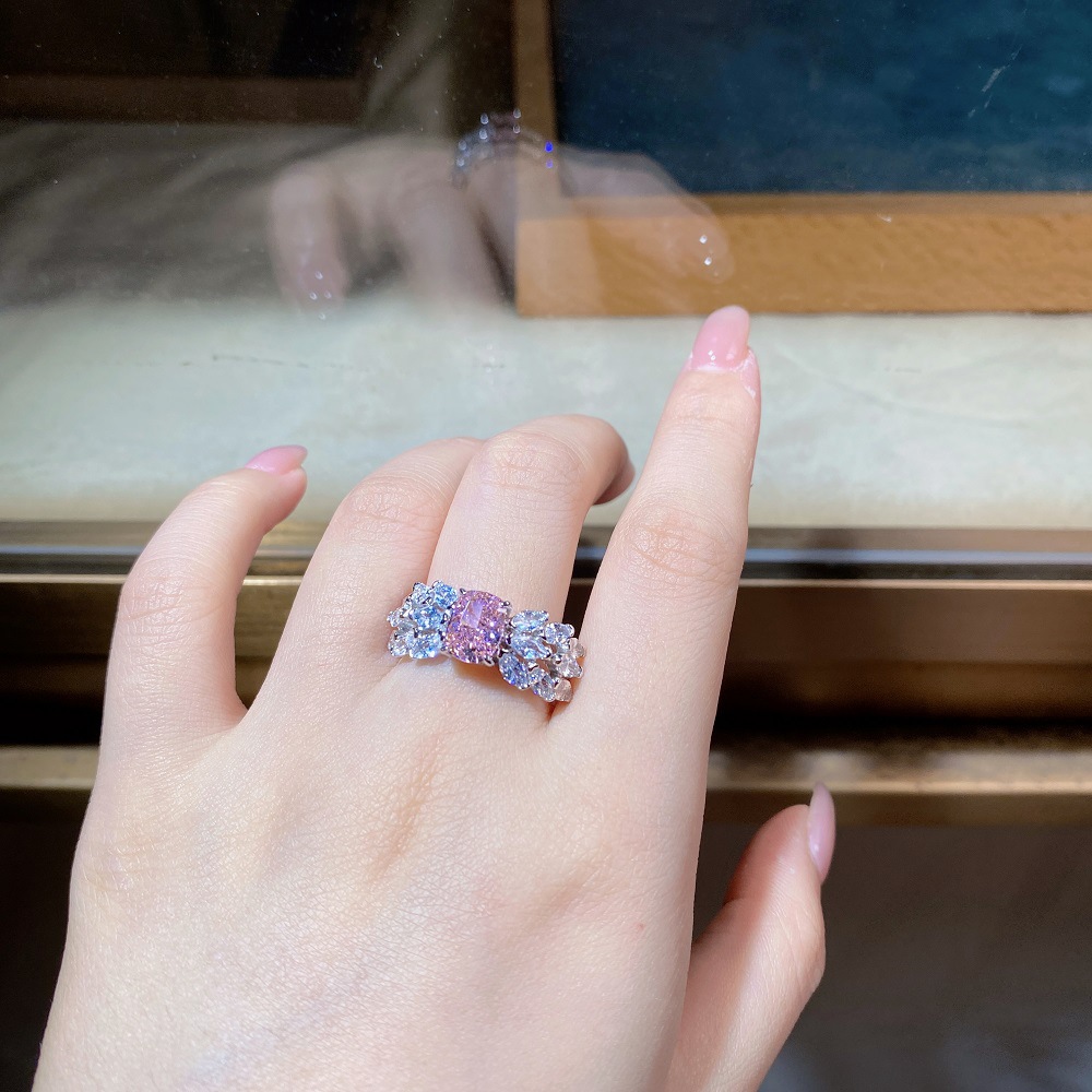 Fashion Rhombus Sterling Silver Plating Zircon Rings 1 Piece