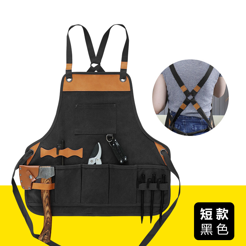 Delantal de lona engrosada transfronteriza PU delantal de cuero suave peluquería tienda de té de leche ropa de trabajo electricista herramientas de carpintería delantal