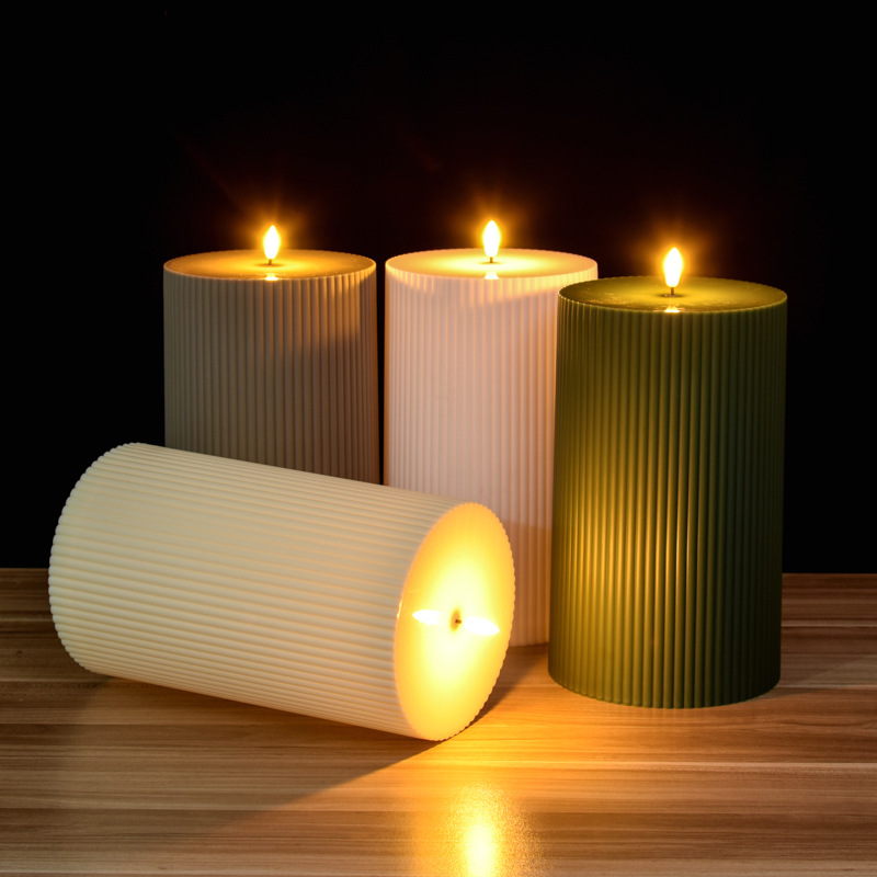 Transfronterizo para la decoración del hogar de cumpleaños de velas LED de banda gruesa vertical francesa retro verde oscuro velas electrónicas
