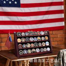跨境木质纪念币收纳架壁挂勋章奖牌收藏架游戏挑战币银币展示架