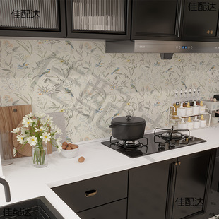 Kitchen oil-proof sticker wallpaper self-adhesive waterproof moisture-proof stove porcelain sticker high temperature resistant scrub wallpaper wall decoration
