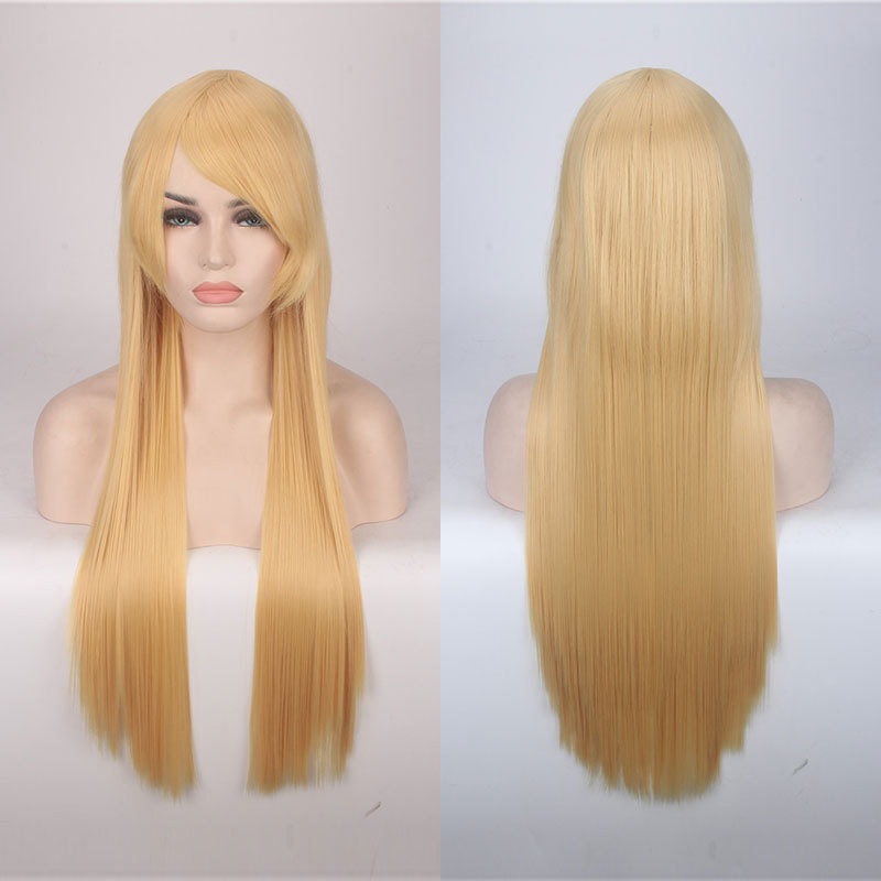330g Weight Men's Elegant Party Stage Cosplay High Temperature Wire Side Fringe Straight Hair Wigs
