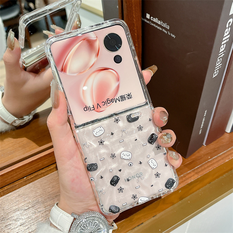 Transparent Folding Phone Case For Honor Magic V Flip With Bracelet_voghion.com