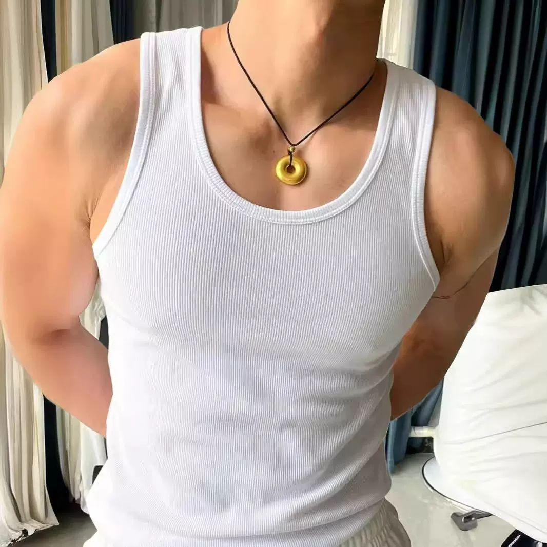 美式背心重磅粗螺纹紧身训练运动显肌肉健身打底坎肩男款无袖夏季