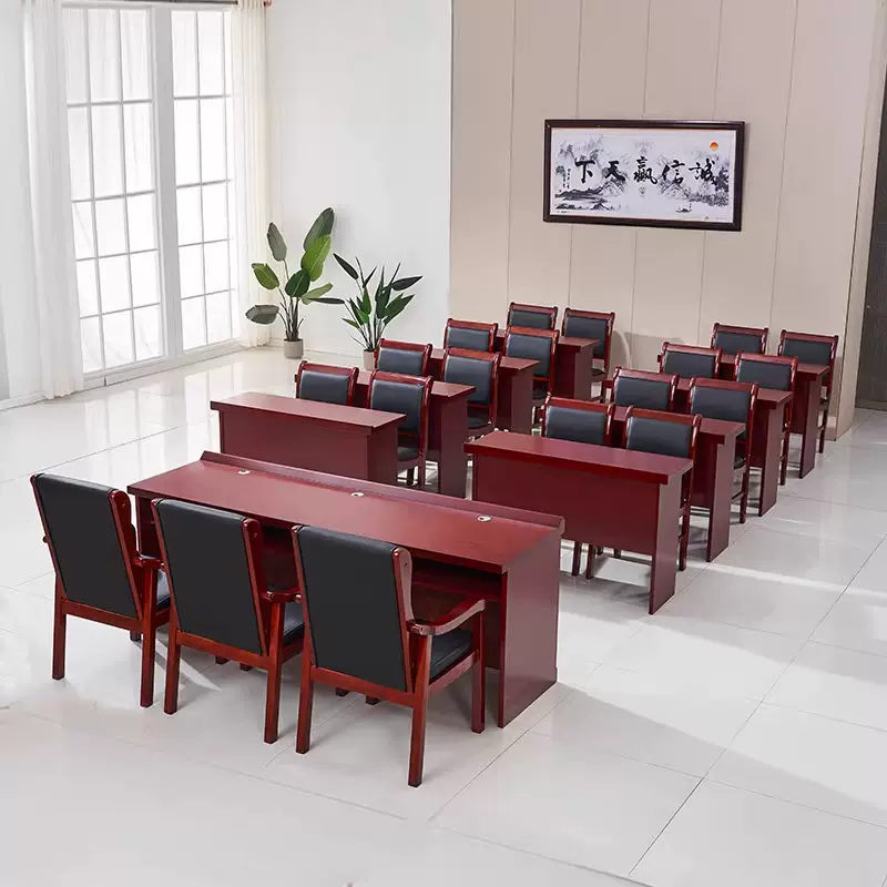 定制双人会议桌简约现代油漆贴木皮培训长条桌1米2会议室开会桌子