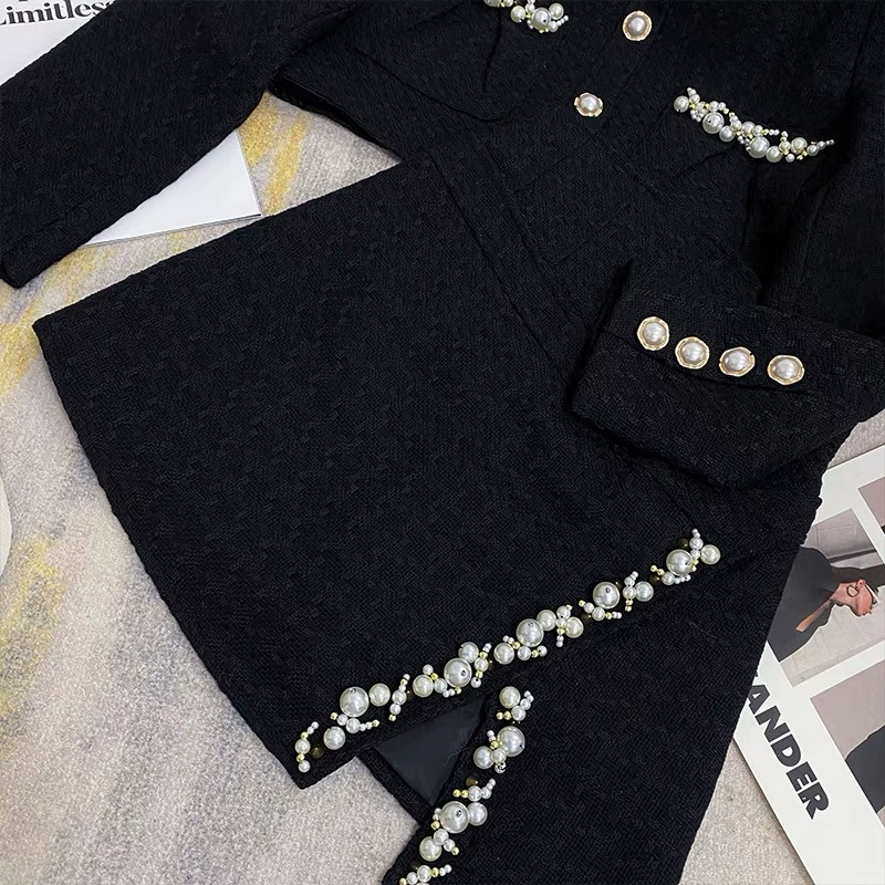 Демисезонная кожаная куртка из жемчуга, комплект, стиль Chanel