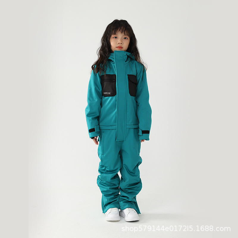 Airpose niños de una sola pieza traje de esquí niños y niñas tablero doble tablero impermeable cálido engrosado bebé traje de esquí