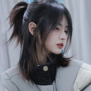 Japanese style Young Wolf Tail short hair wig boys and girls cool handsome natural mullet head can tie hair style full head cover