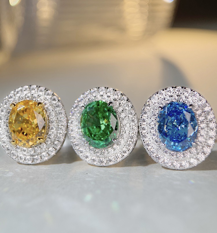 Fashion Oval Sterling Silver Inlay Zircon Rings 1 Piece