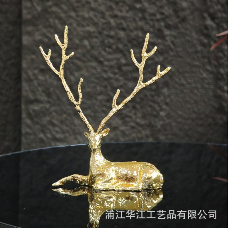 合金ヘラジカブラッククリスタルベース装飾品リビングルームワインキャビネットパーティションキャビネットコーヒーテーブルデスクトップアメリカンソフト装飾|undefined