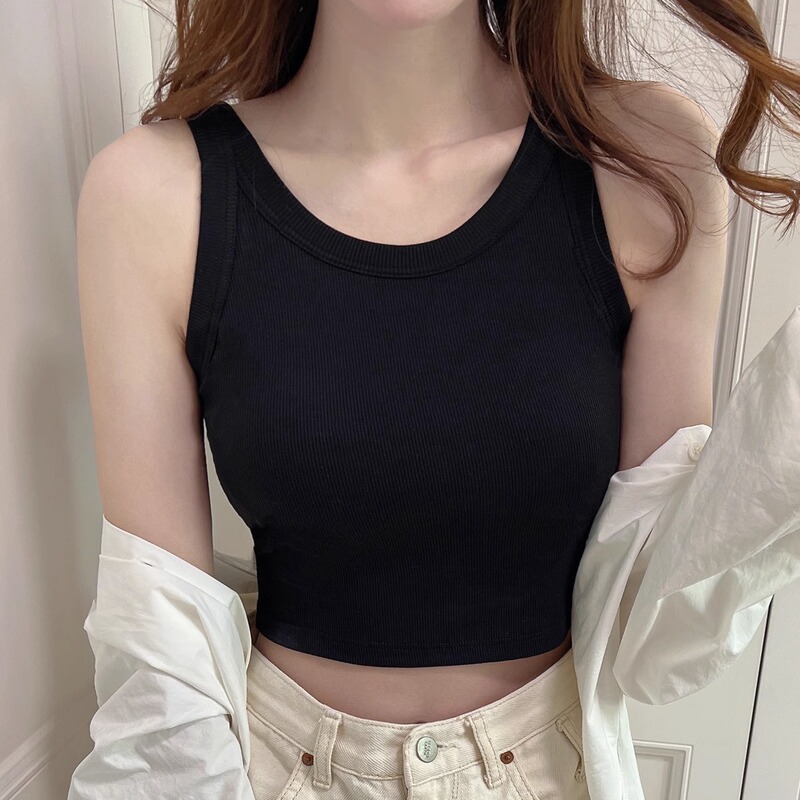 A generation of hair slim hot girl with chest pad integrated vest women's sleeveless jacket summer Joker anti-light sports sling