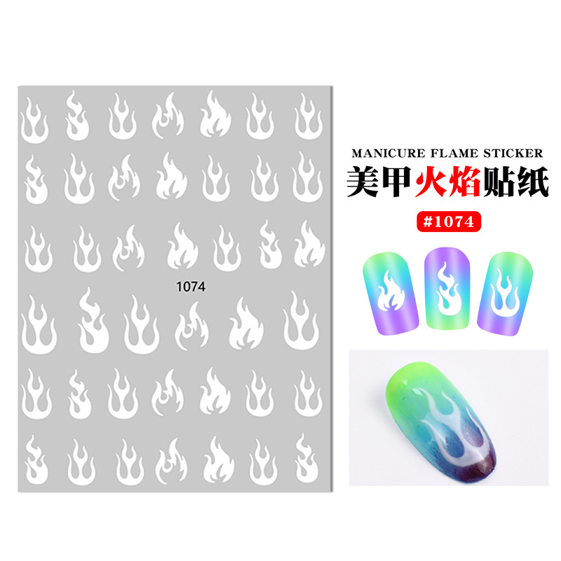 Cross-border exclusivo nuevo color mágico de uñas llama pegatinas ultra-delgado con estilo adhesivo ins multi-color llama uñas pegatinas