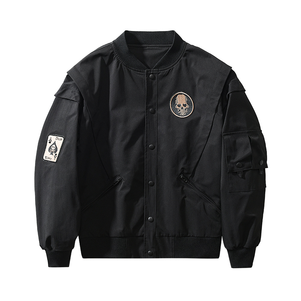 Veste de baseball brodée pour hommes, vêtements de travail pilote MA1, col montant, marque tendance, Q978_voghion.com