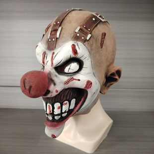 Cross-Border Halloween Red Nose Clown Horror Latex Mask Headgear Party Npc Escape Room Haunted House Cos Atmosphere