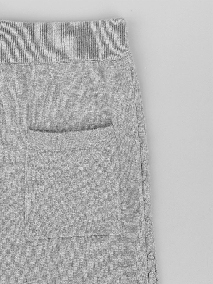 Bộ áo len cardigan khóa kéo dáng ôm tay dài và quần ống đứng — Màu be, Màu xanh dương, màu xám chi tiết 31