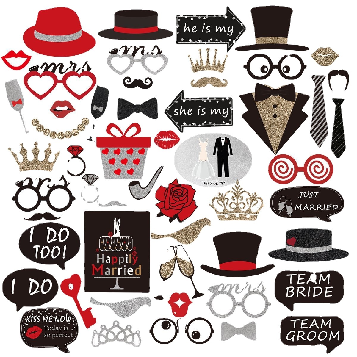 Suministro transfronterizo Boda boda fiesta de cumpleaños accesorios de la foto, novia y novio creativo accesorios divertidos papel barba