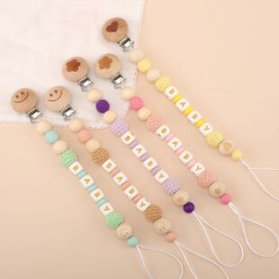 Children's Educational Toys Alphabet Beads Pacifier Chain Colorful Silicone Beads Decorative Calming Molar Toy Pacifier Chain