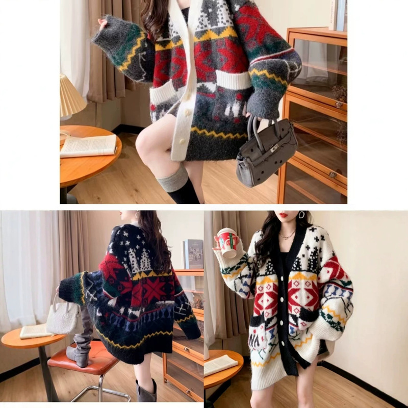 2026 Fall/Winter Fair Isle Jacquard Knit Sweater Cardigan, Gorgeous, Casual Style, High-End Feel, Mid-Length, Plus Size 2026 Fall/Winter Fair Isle Jacquard Knit Sweater Cardigan, Gorgeous, Casual Style, High-End Feel, Mid-Length, Plus Size