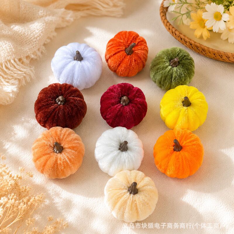 Amazon Artificial Velvet Pumpkin Decorations Halloween Wrap-Around Decorations Thanksgiving Harvest Festival Manufacturer's Best-Selling Halloween Decorations
