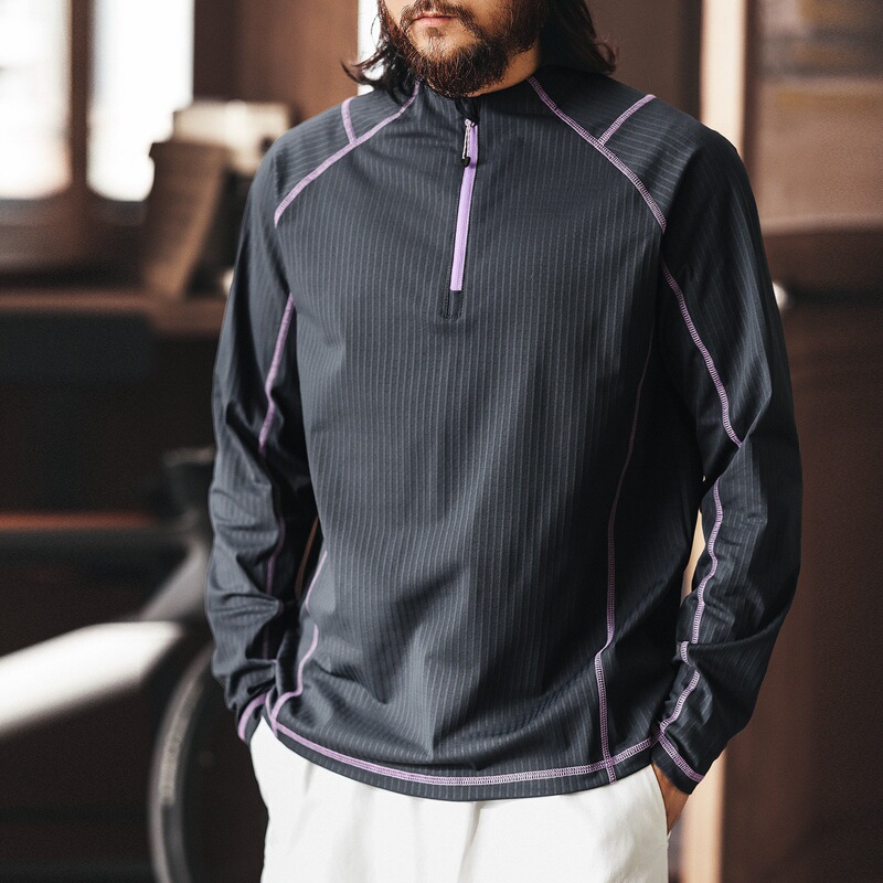 Fierce Mountain Series Outdoor Half-Zip Quick-Dry Long Sleeve T-Shirt for Men, Summer Thin Trendy Brand Cycling Hiking Top Fierce Mountain Series Outdoor Half-Zip Quick-Dry Long Sleeve T-Shirt for Men, Summer Thin Trendy Brand Cycling Hiking Top