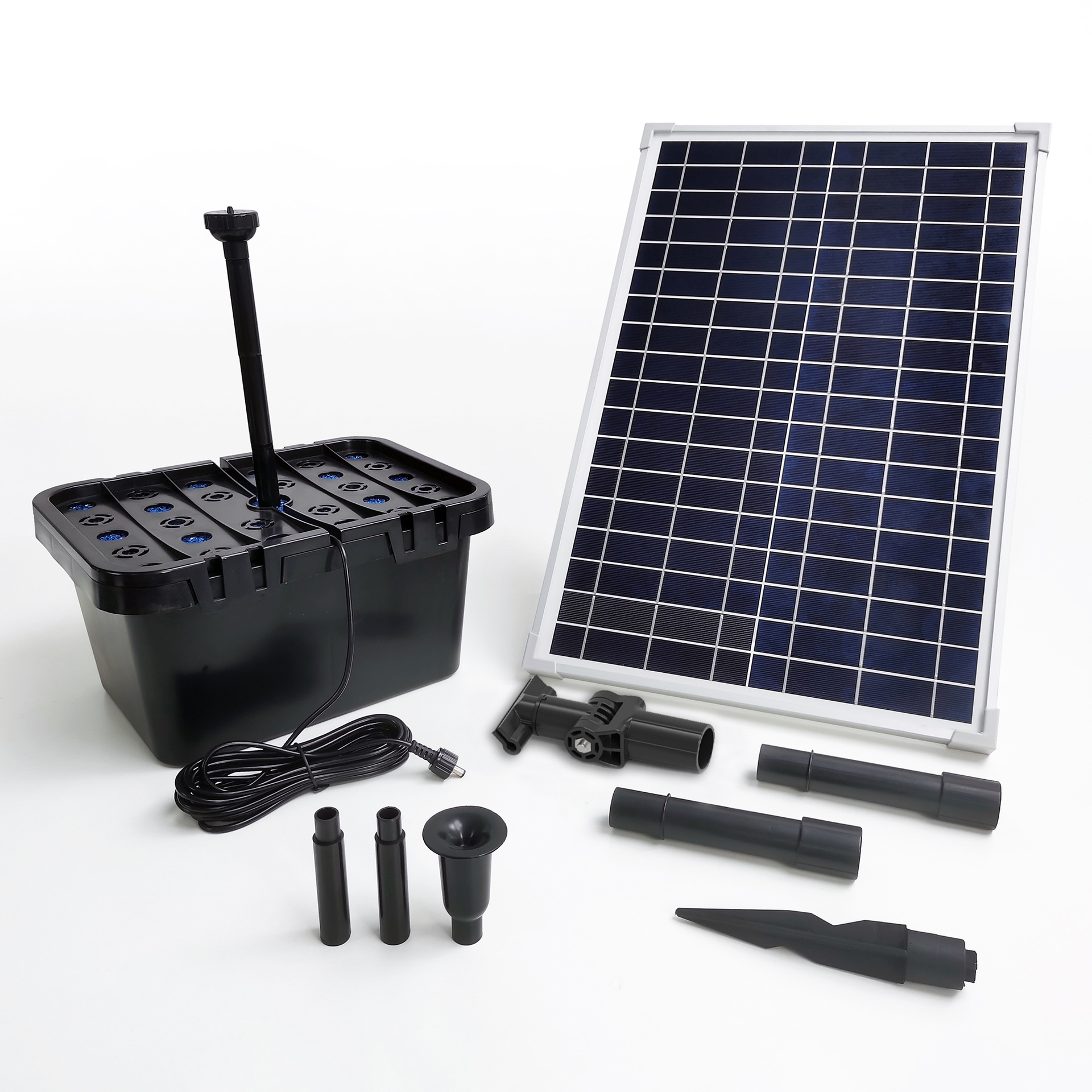 DC12V太阳能喷泉泵带过滤桶花园池塘景观泵-SP25-501218E-F