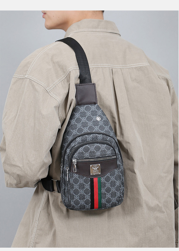 Cross-border chest bag, men's crossbody bag, travel shoulder bag, large-capacity leather bag, sports small backpack, multi-functional men's bag undefined