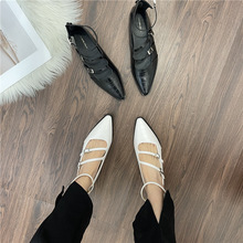 小眾設計款甜酷瑪麗珍小皮鞋女鞋子2022新款白色尖頭淺口平底單鞋