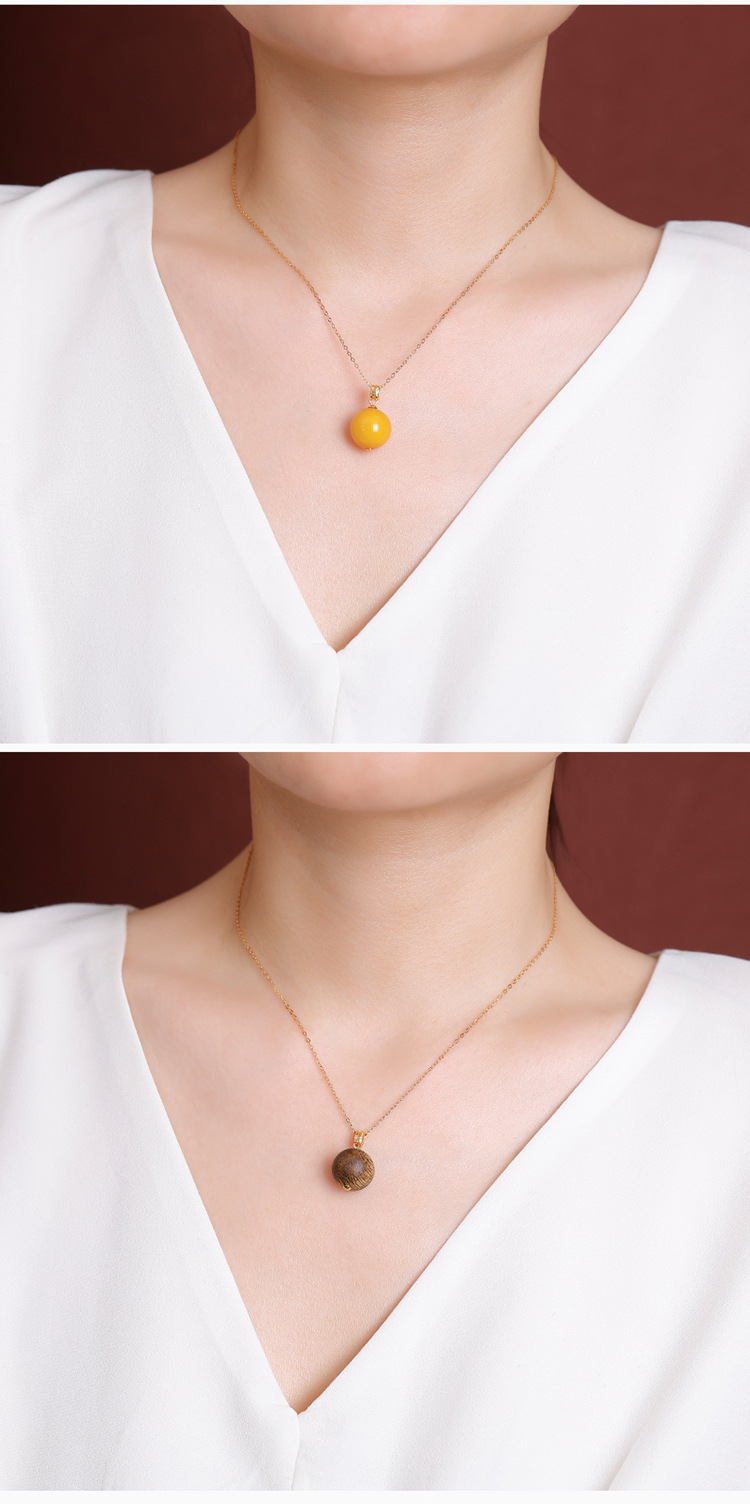 Mặt dây chuyền bạc S925 mạ vàng hình đồng xu họa tiết hình học đơn giản — Mẫu Lapis Lazuli (không bao gồm dây chuyền) chi tiết 10