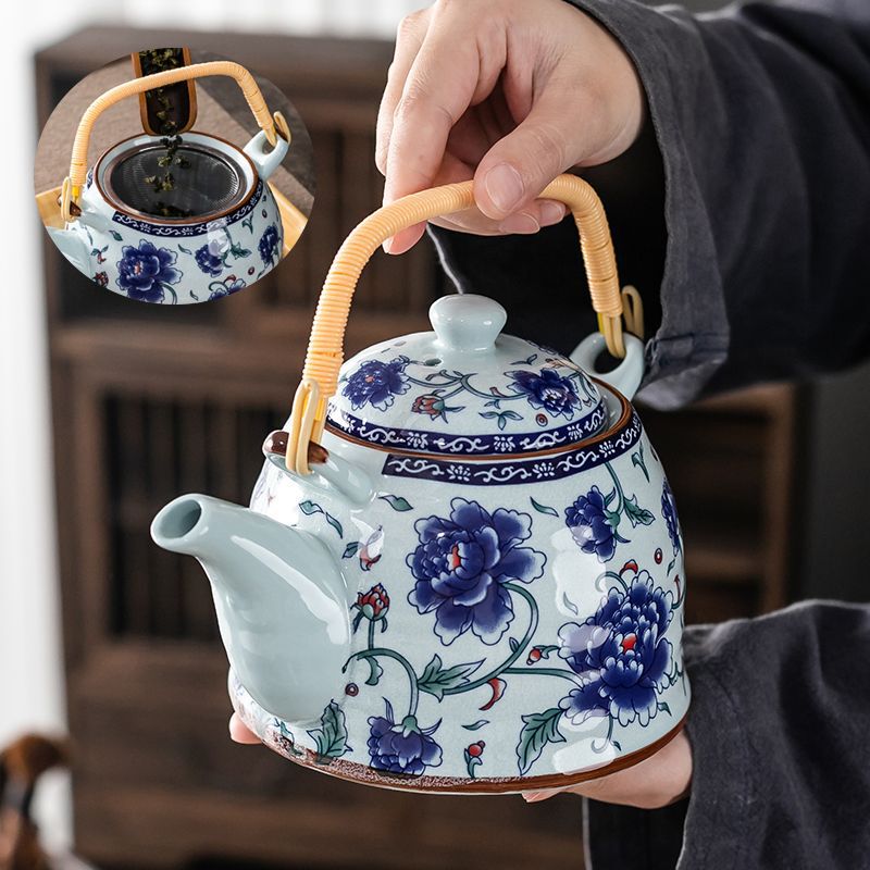 Teapot Kung Fu Tea Set Large Capacity Ceramic with Filter Coil Teapot Household Retro Convenient Teapot
