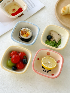 ✅ Small Ceramic Dish for Home Use, Cartoon Hot Pot Seasoning Bowl, Barbecue Seasoning Dish, Sauce Dipping Dish