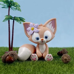 Cute Pink Fox Cake Ornament, Linabell Handheld Desk Twist Egg Doll Machine Figure