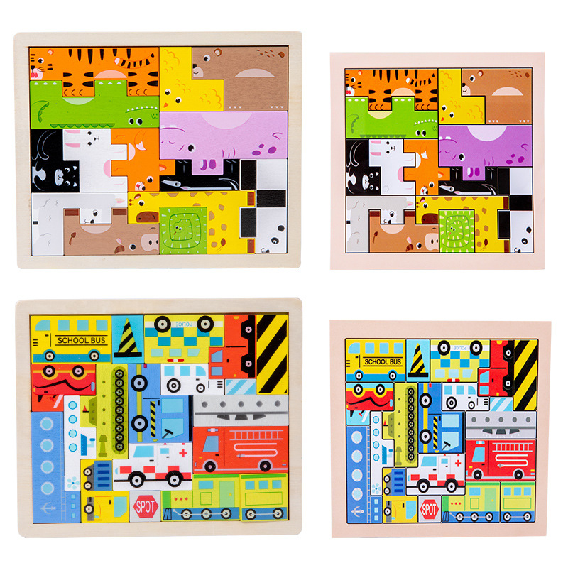 Dibujos animados animal tridimensional Tetris rompecabezas bloques de construcción jardín de infantes niños y niñas educación temprana juguetes educativos para niños