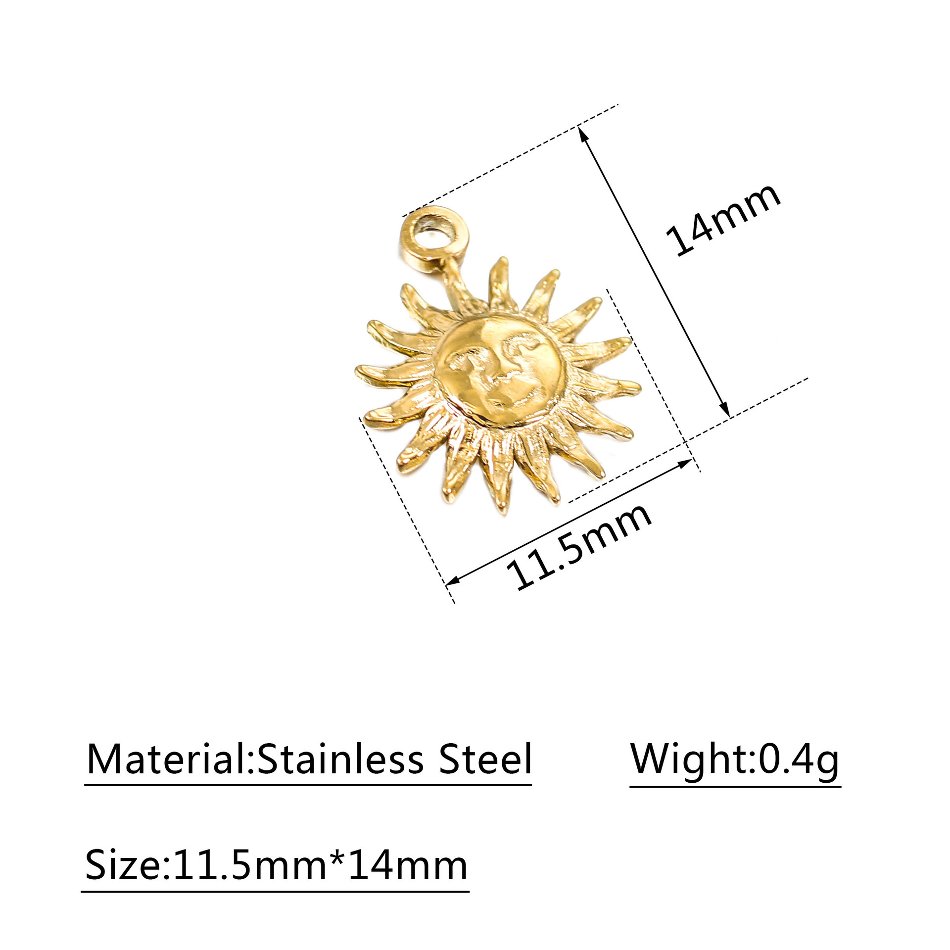 DOOYIO 3 teile/los Lächeln Gesicht Sonne Charms Mode DIY Edelstahl Halskette Armband Schmuck Handwerk Machen Zubehör Liefert – Detail 2