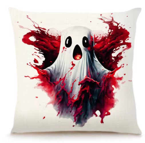 Transfronterizo Amazon Halloween impresión lino almohada cubierta bruja calabaza decoración doméstica almohada cubierta