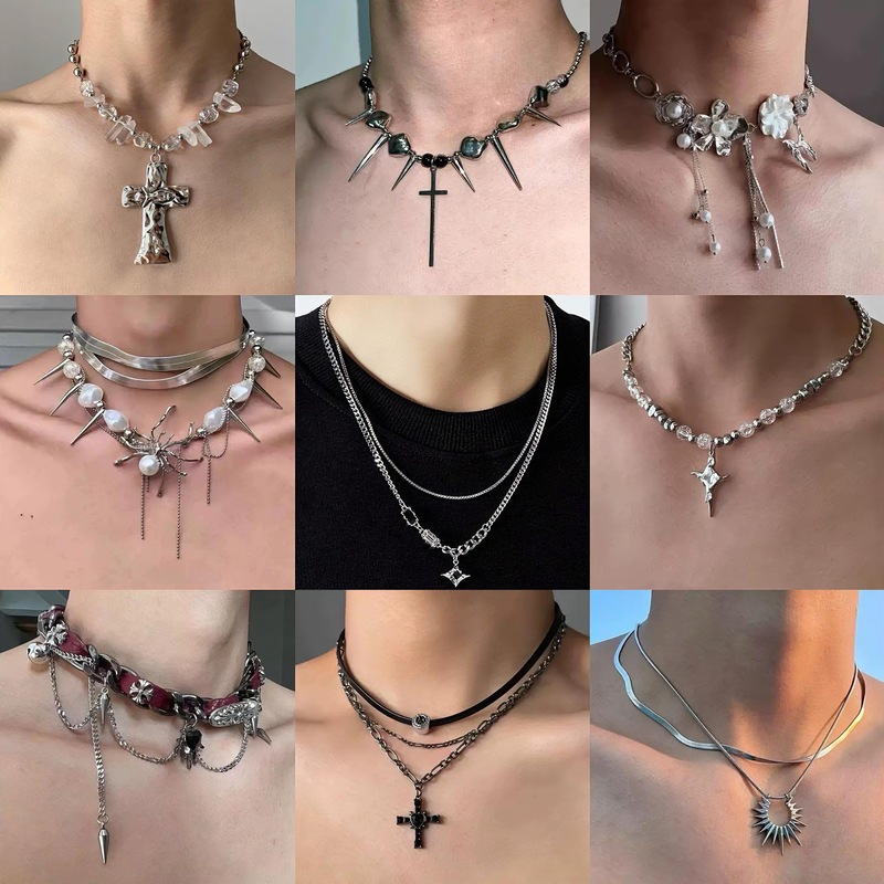 Star Double-Layer Necklace Men's Trendy Sweater Chain Accessible Luxury Niche Design Hip-Hop Style Couple Boys and Girls Clavicle Chain