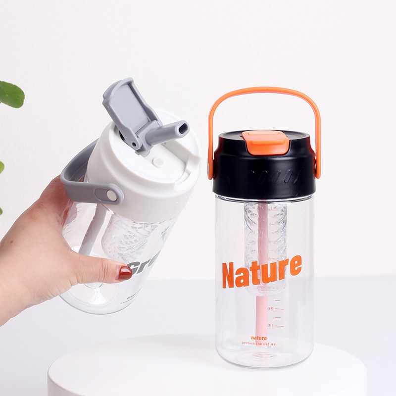 Taza de agua de plástico flor taza de té con almacén de té Estudiante DE ALTO aspecto en línea rojo ins portátil taza de paja taza