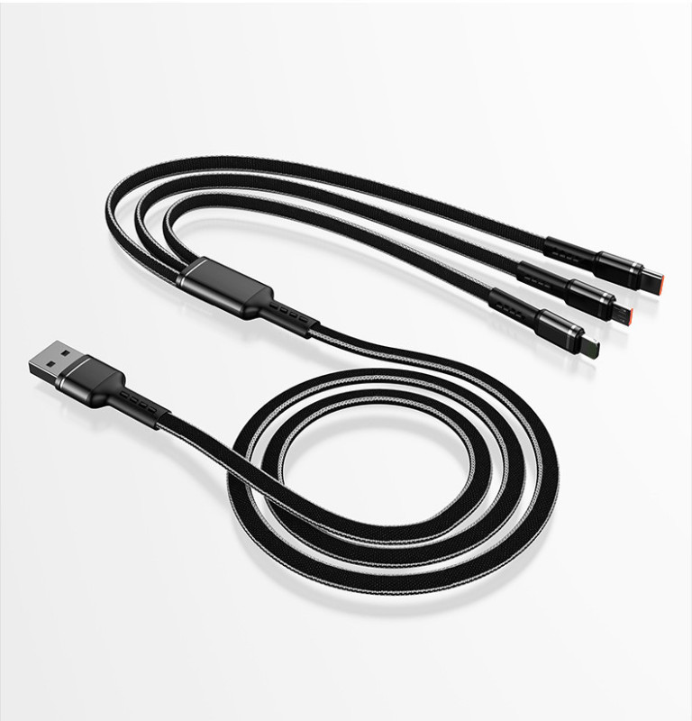 ナイロン編組一モップ三データ線多頭2a快充三合一携帯電話充電線ロゴ小プレゼント卸売り|undefined