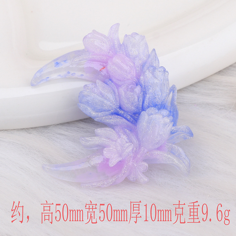 新しい月の花束は夜光樹脂の部品を染めてdiy携帯の携帯電話の携帯電話のクリームのヘアピンの収納箱を作ります。