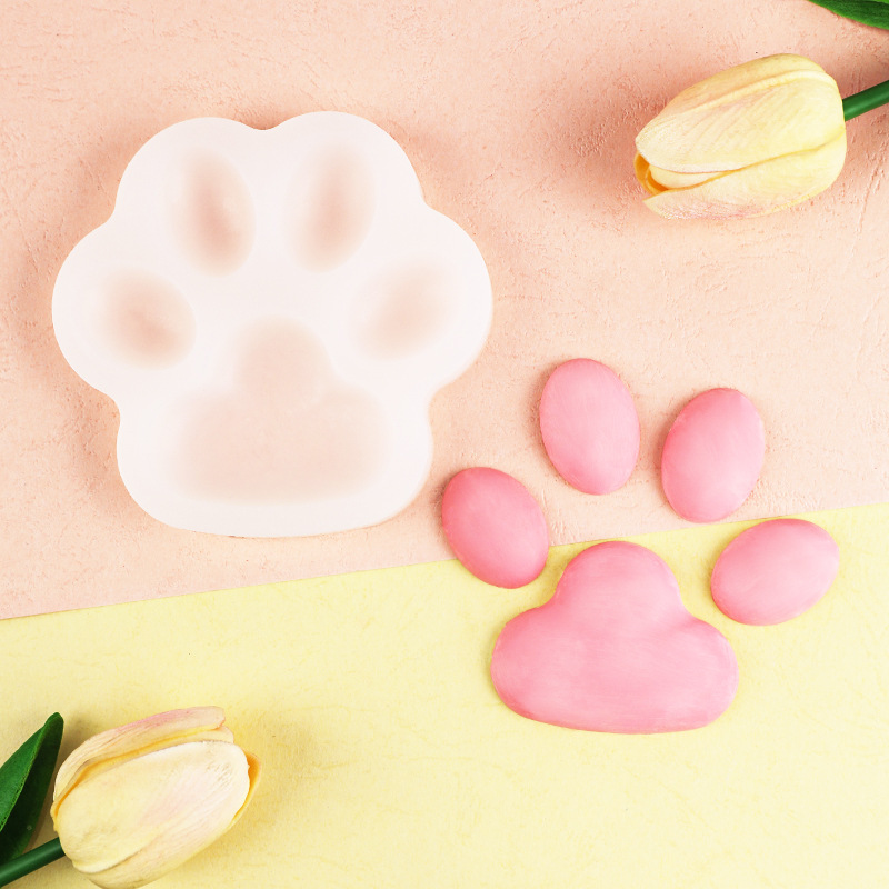 Grande y pequeño gato garra silicona molde fondant pastel DIY chocolate galleta decoración molde epoxi refrigerador etiqueta herramienta molde